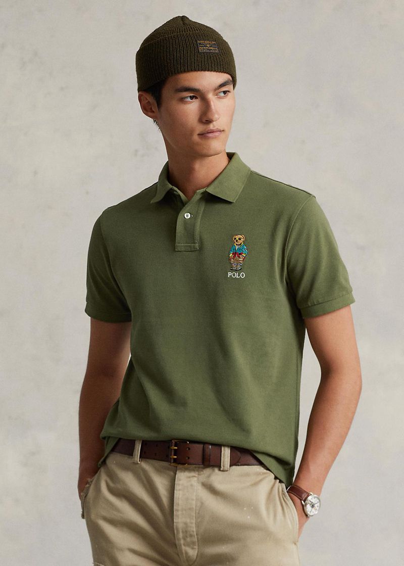 Poleras Polo Polo Ralph Lauren Hombre Custom Slim Fit Bear Chile Verde Oliva RICBZ-3147